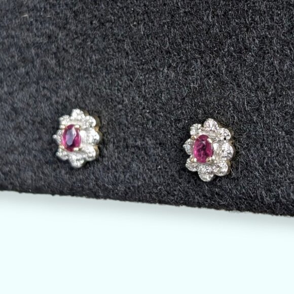 V. 14K Diamond & Ruby Stud Earrings - Picture 5 of 10